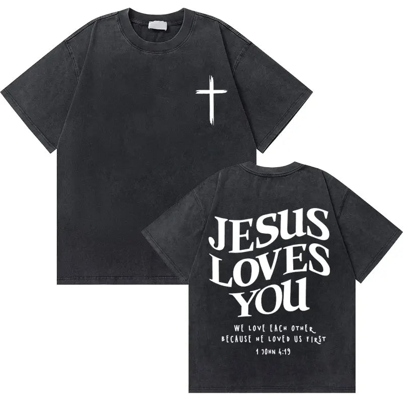 Christian Jesus King of Glory Washed T-shirt Men Women Fashion Oversized Streetwear Male Vintage T Shirts Tops