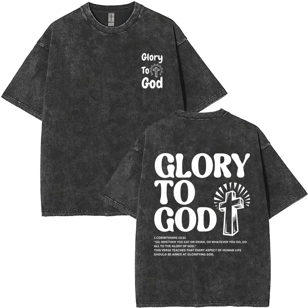 Christian Jesus King of Glory Washed T-shirt Summer Men Women Fashion Oversized Streetwear Male Vintage T Shirts Tops